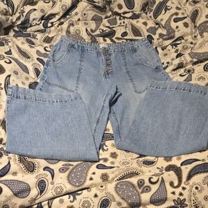 Time and Tru Light Blue High-Rise Button-Fly Flare Jeans